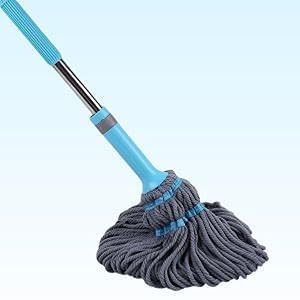 Microfibre Twist Mop, Self-Wringing Floor Cleaning Mop with Extendable Handle, Grey Pack of-1