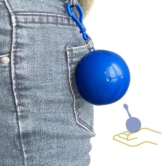 IDEA CHASERS Disposable Emergency Rain Ponchos, Waterproof Raincoats In Keychain Ball, Adult Rainwear for Camping, Cycling Outdoor Activities