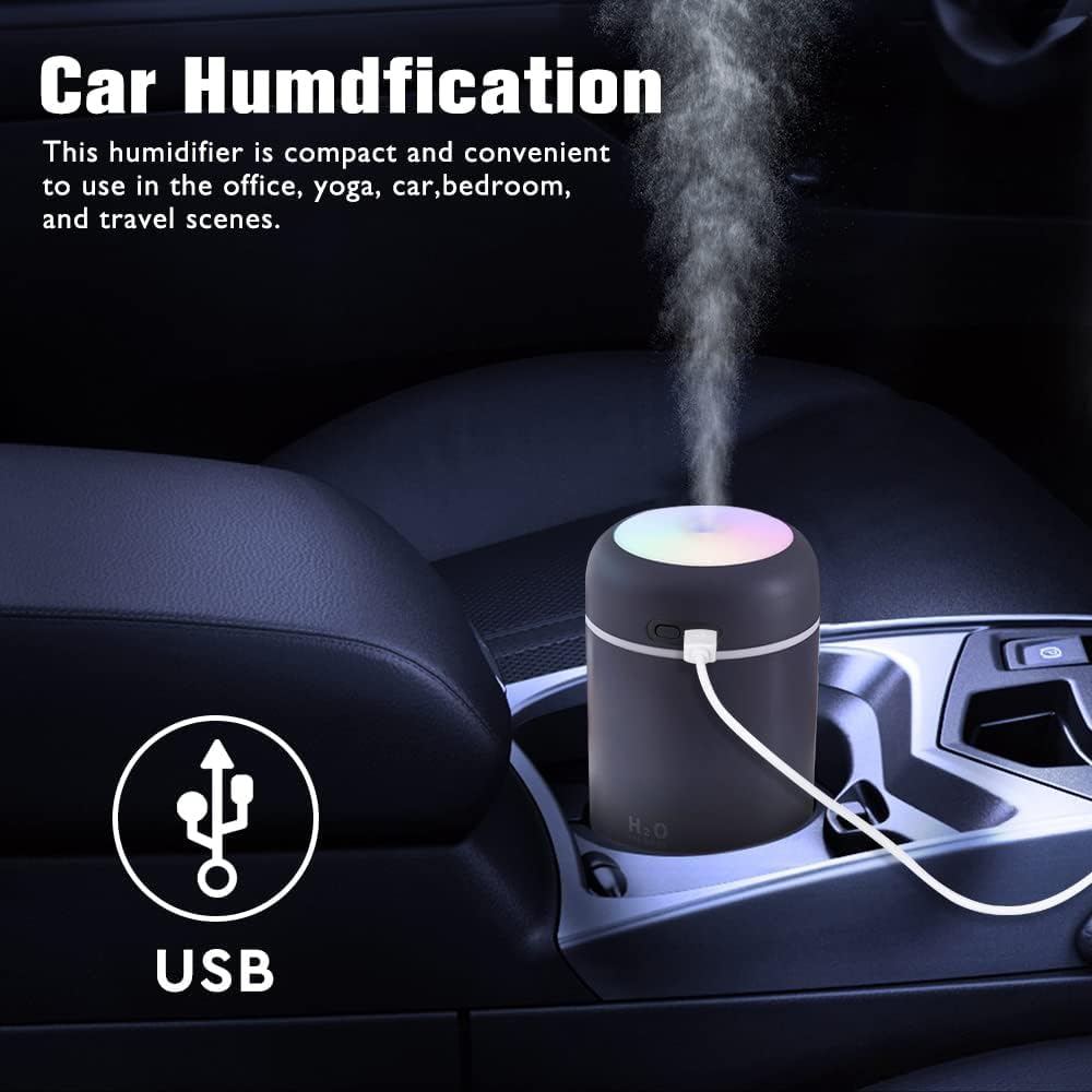 H2O Diffuser with Colorful LED Lights for Home, Office & Small Rooms, Portable Cool Mist Small Quiet Air Humidifier For Aroma Therapy,