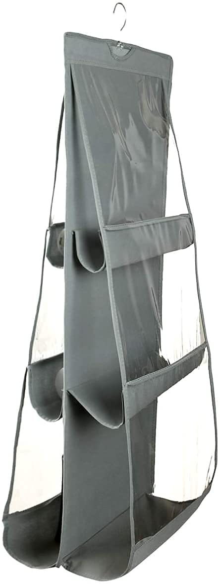 Dust Proof Hanging Handbag Purse Clutch Organizer with 6 Large Compartments & Hanger