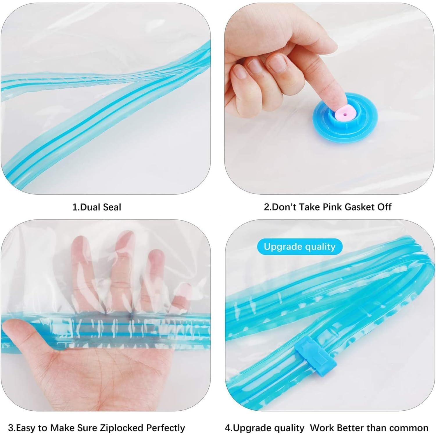 Vacuum Storage Bags for Clothes with Hand Pump – 5-Pack