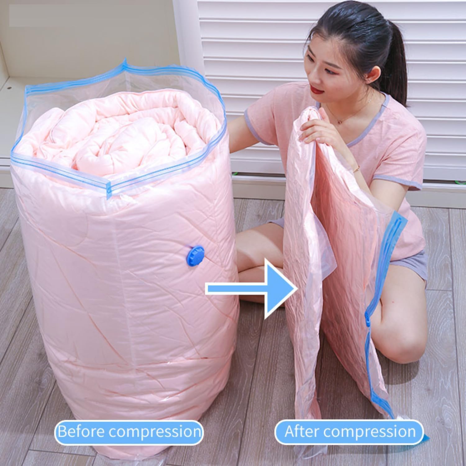 Vacuum Storage Bags for Clothes with Hand Pump – 5-Pack