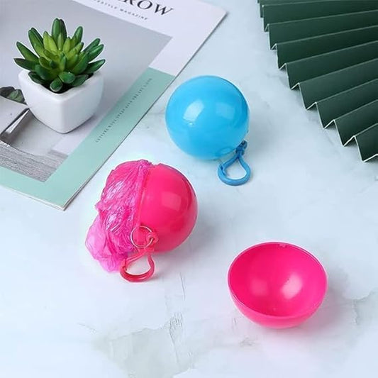 IDEA CHASERS Disposable Emergency Rain Ponchos, Waterproof Raincoats In Keychain Ball, Adult Rainwear for Camping, Cycling Outdoor Activities