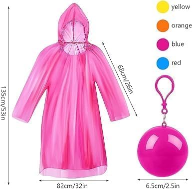IDEA CHASERS Disposable Emergency Rain Ponchos, Waterproof Raincoats In Keychain Ball, Adult Rainwear for Camping, Cycling Outdoor Activities