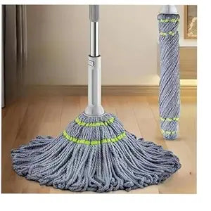 Microfibre Twist Mop, Self-Wringing Floor Cleaning Mop with Extendable Handle, Grey Pack of-1