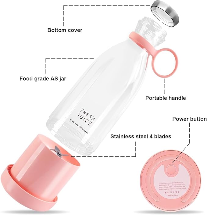 MIXEN Fresh Juice Portable Blender, 350ML Smoothie Blender Bottle