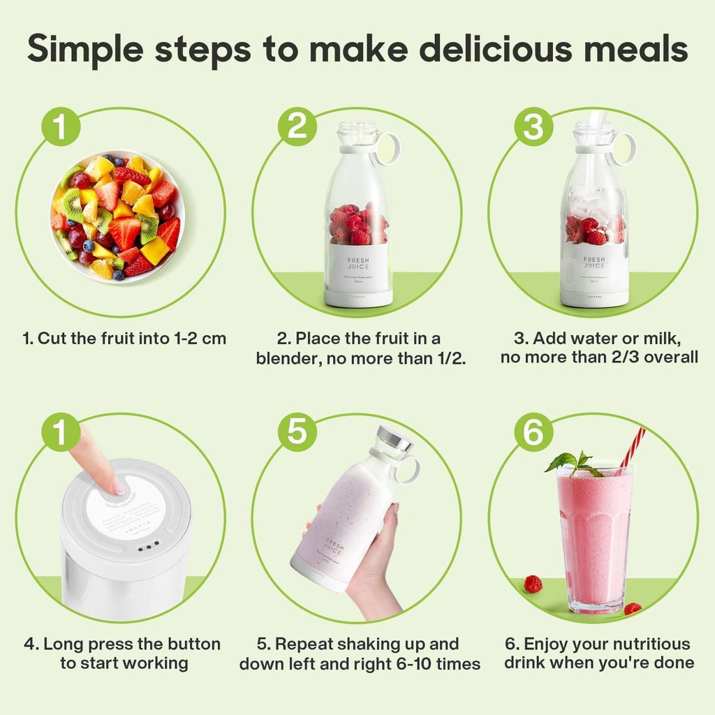 MIXEN Fresh Juice Portable Blender, 350ML Smoothie Blender Bottle