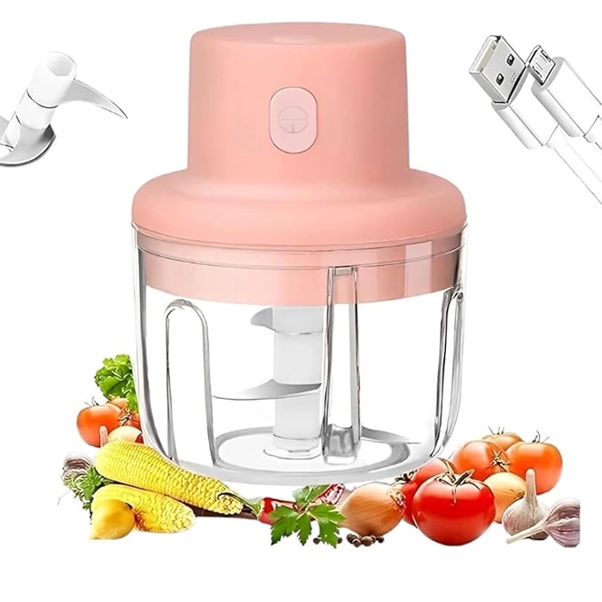Electric Mini Garlic Grinder & Food Chopper – 1000W | USB Rechargeable, Portable Vegetable, Meat & Fruit Crusher | Small Food Processor