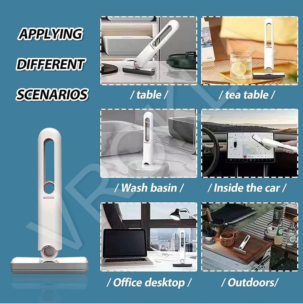 VROKLA Mini Mop for Kitchen, Floor, Glass, Car & More - 2 Sponges, Self Squeeze, Strong Absorbent, Wet & Dry Use, Multicolour, ABS & Sponge Material