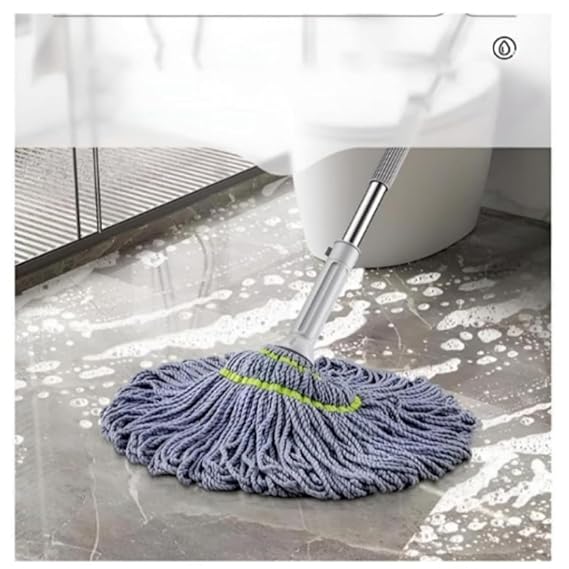 Microfibre Twist Mop, Self-Wringing Floor Cleaning Mop with Extendable Handle, Grey Pack of-1