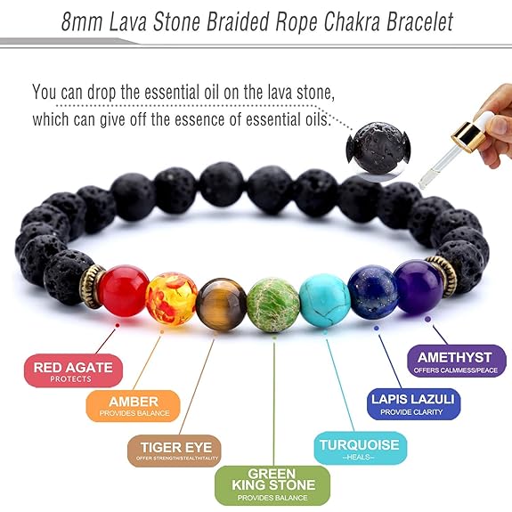 7 Chakra + lava Bracelet