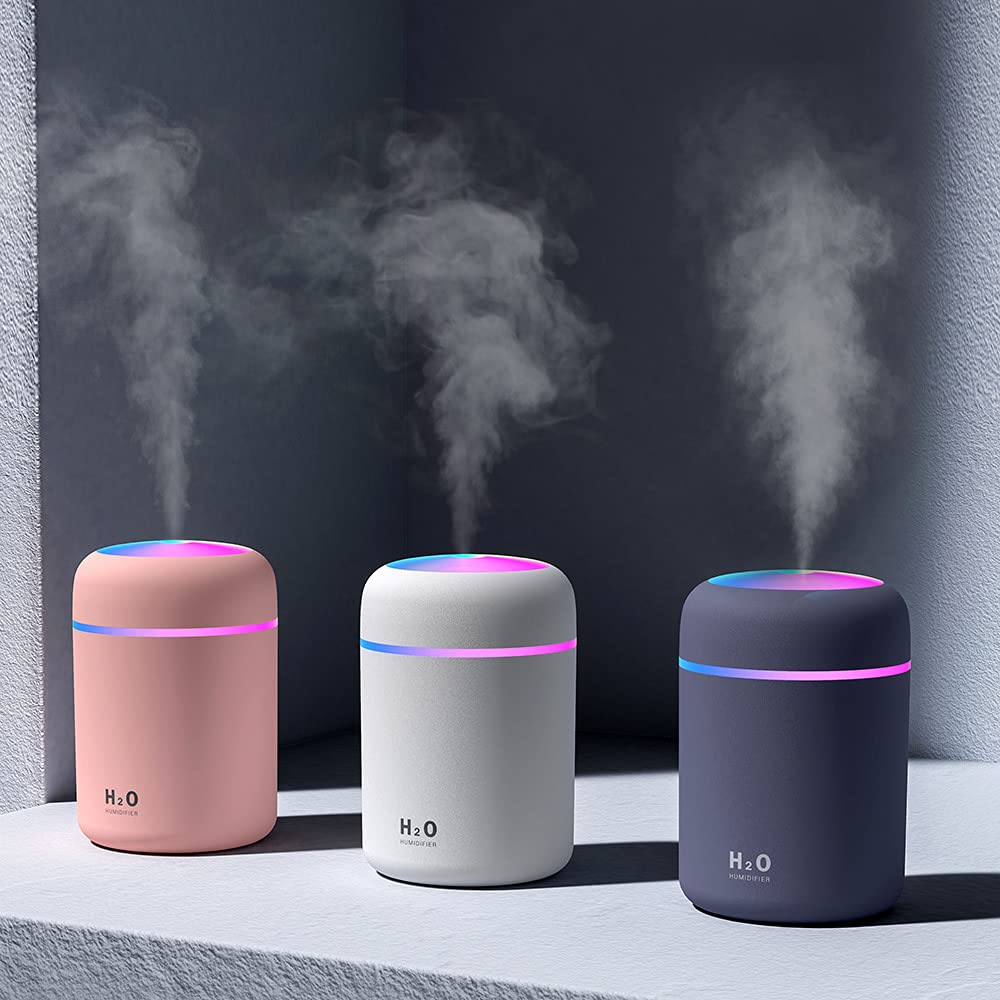 H2O Diffuser with Colorful LED Lights for Home, Office & Small Rooms, Portable Cool Mist Small Quiet Air Humidifier For Aroma Therapy,