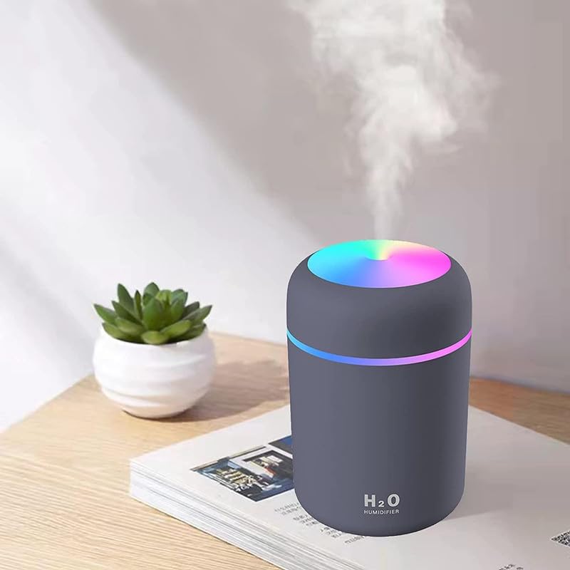 H2O Diffuser with Colorful LED Lights for Home, Office & Small Rooms, Portable Cool Mist Small Quiet Air Humidifier For Aroma Therapy,