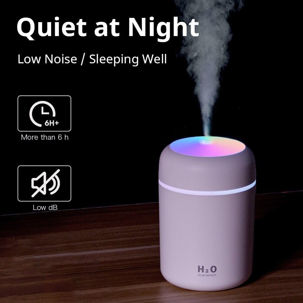 H2O Diffuser with Colorful LED Lights for Home, Office & Small Rooms, Portable Cool Mist Small Quiet Air Humidifier For Aroma Therapy,