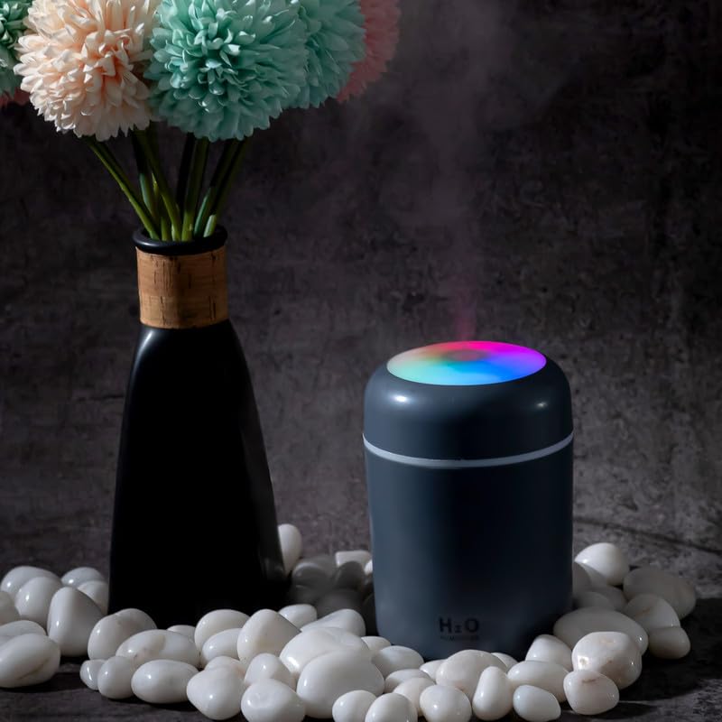 H2O Diffuser with Colorful LED Lights for Home, Office & Small Rooms, Portable Cool Mist Small Quiet Air Humidifier For Aroma Therapy,