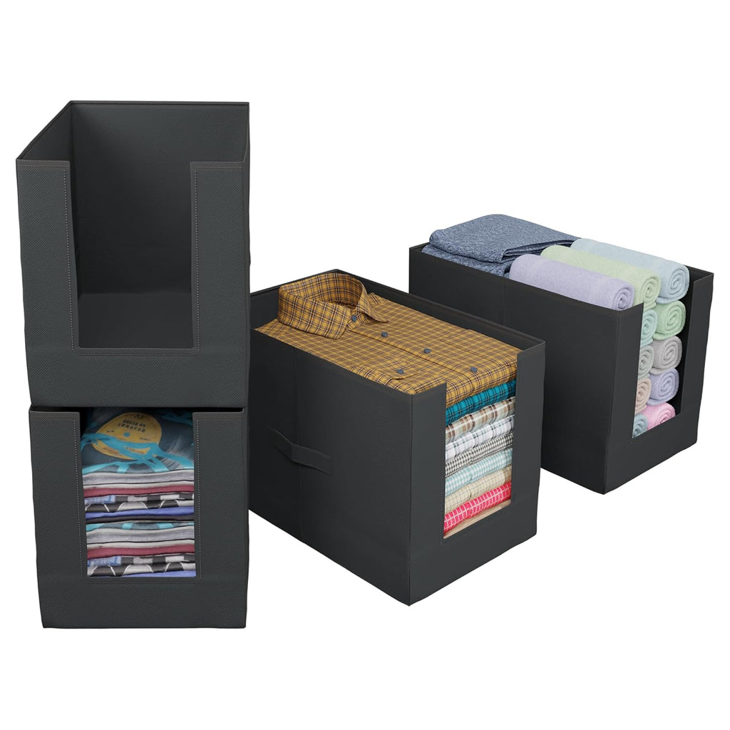 Foldable wardrobe for clothes | Clothe Organizer for Wardrobe Pack of 4 (Black)