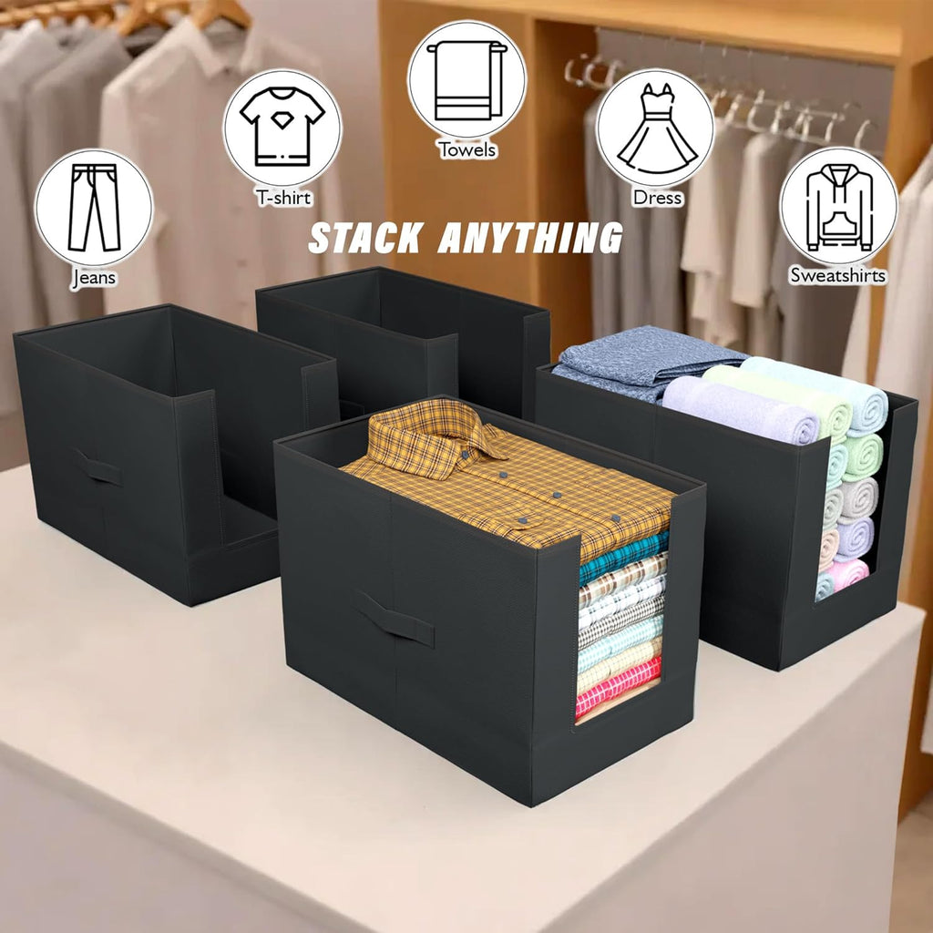 Foldable wardrobe for clothes | Clothe Organizer for Wardrobe Pack of 4 (Black)