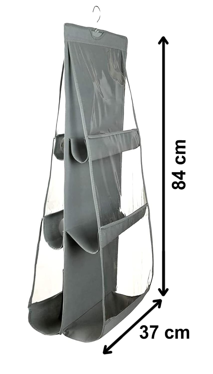 Dust Proof Hanging Handbag Purse Clutch Organizer with 6 Large Compartments & Hanger