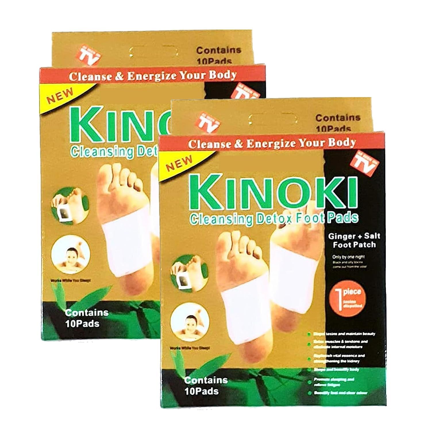 KINOKI Adhesive Body and Foot Patch to Detox||Organic Natural ingredients | Cleansing Detox Foot Pads Toxins Stress Relief||20 Relief toxin Foot Pads And 20 Adhesive Sheets|| pack of 2 box || (2)