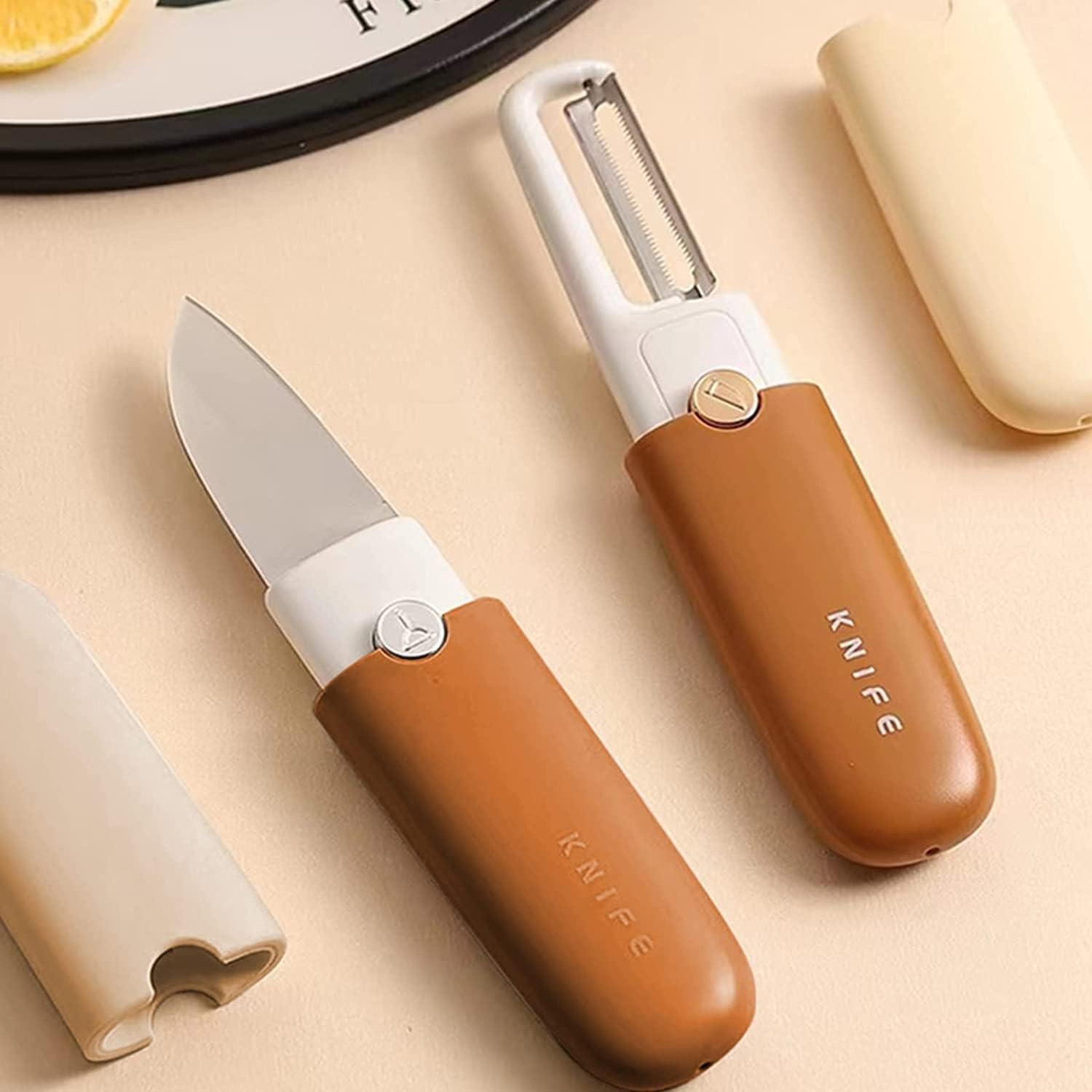 Kitchen Knife & Peeler 2-in-1 | Portable Stainless Steel Fruit Knife with Protective Case (Pack of -1)