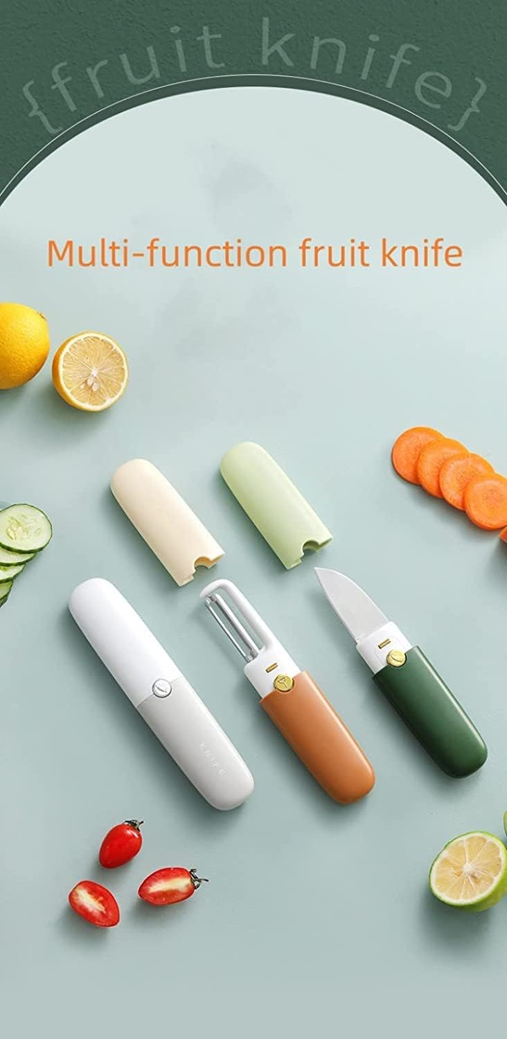 Kitchen Knife & Peeler 2-in-1 | Portable Stainless Steel Fruit Knife with Protective Case (Pack of -1)
